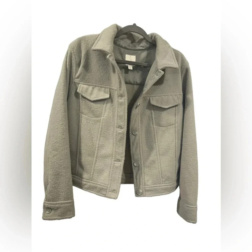 🪶‎ Joie Fuzzy Fleece Shacket 💚 Sage Green Trucker Jacket XL 🪶
